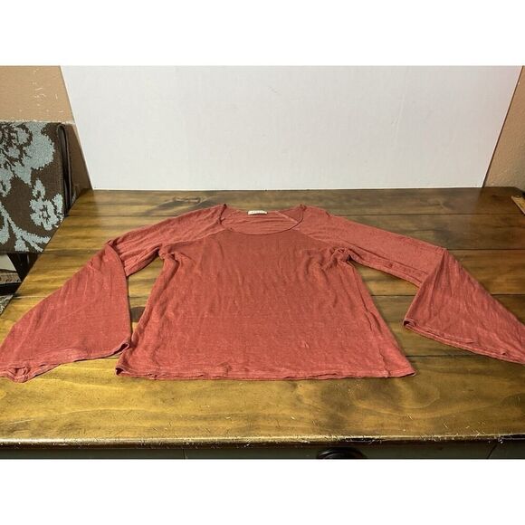 Stark X Tops - Stark X 100% Linen Bell Sleeve Size Large Red Blouse